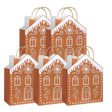 Sachets cadeaux de Noël en forme de maison en pain d'épice avec poignées (24 pièces)