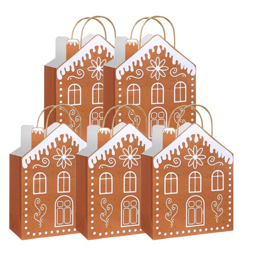 Χριστουγεννιάτικη τσάντα δώρου Gingerbread House με λαβή