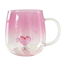 Pink Heart-Shaped Glass Tea Cup 1 pc