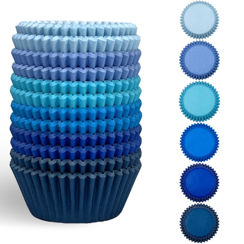 Blaue Cupcake-Förmchen, 300er-Packung, 6 Farbtöne