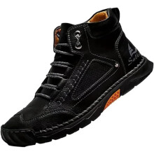 Olveros Boots Calmeyaw Men's Wide Width Leather Boots, Waterproof, Arch Support, Spacious Toe Box, Non-Slip – Compatible with Wide Feet