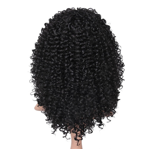 Peruca frontal para mulheres negras com cabelo longo e cacheado de 56 cm, peruca afro com tratamento térmico e pente para cabelo. 1