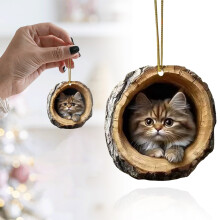 3D kattenornament van acryl, ovaal, hangende decoratie