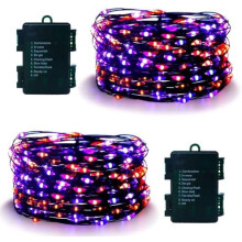 Battery Fairy Lights 200 LED 66ft 8 Modes Purple Orange