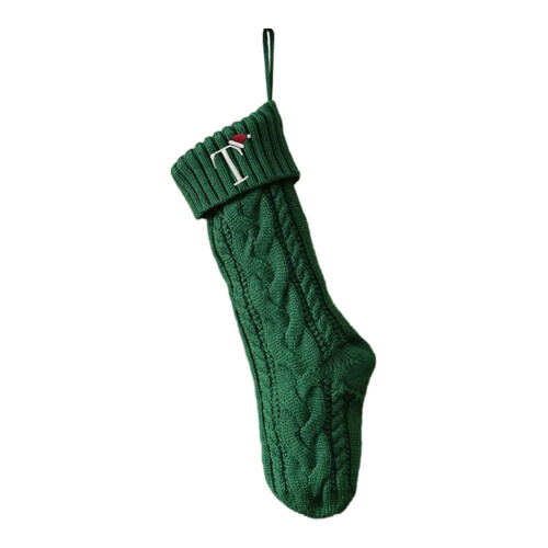 Personalisierter Weihnachtsstrumpf mit Initialen, grün, 50 x 13 cm