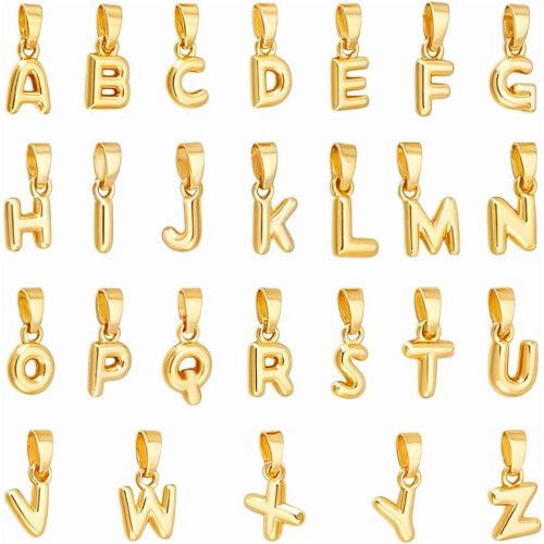 18K Gold Plated Letter Charms Initial Pendant 26pcs
