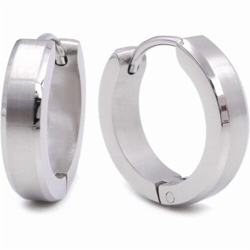 Rustfrit stål facetslebne Huggie øreringe 16 mm