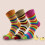 Calcetines de algodón de cinco dedos para mujer, a rayas arcoíris (6 pares) 5