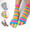 Calcetines de algodón de cinco dedos para mujer, a rayas arcoíris (6 pares) 7