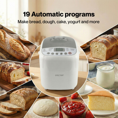 Spector Automatic Bread Maker Machine 2LB 19 in 1 600W Non Stick Stainless Steel 1