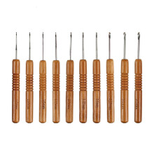Haaknaaldenset met houten handvat, 2,0–6,0 mm, 9 stuks