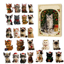 Katzen-Adventskalender Acryl-Ornamente 24 Stück