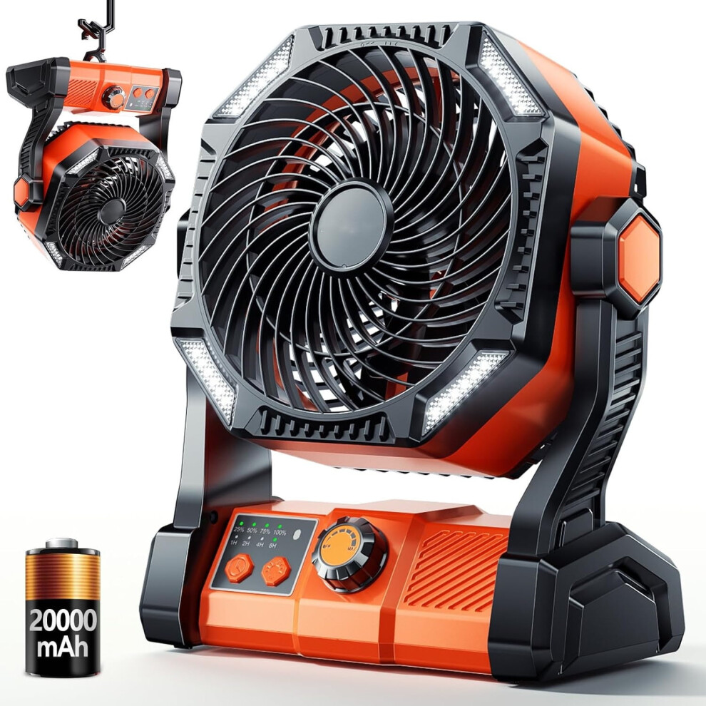 Led Camping Fan With Light, 20000Mah Battery, 4 Speeds 9450273499123