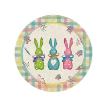 Ronde, hittebestendige placemats met paashaasje (4 stuks)