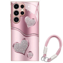 Double Heart Hard Case and Tempered Glass for Samsung S24