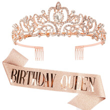 Geburtstagskönigin Schärpe und Tiara Set Roségold 2-teilig