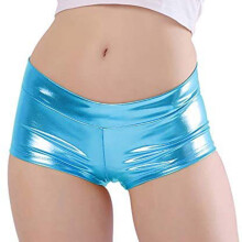 Dameskinnende metalliske booty shorts med lav midje til rave-dansfestivalkostymer