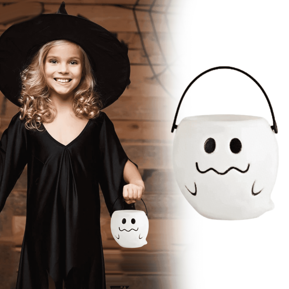 Ghost Candy Bucket Â Hard Plastic Trick Or Treat Pail 9450273536187