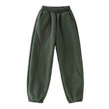 Pantaloni jogging pentru copii, căptușiți, verde închis, 110