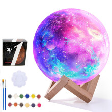 Sada na maľovanie 3D lampy v tvare mesiaca – 12 farieb, drevený podstavec