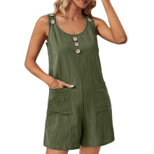 Women's Army Green Sleeveless Ruffle Bodysuit Romper – Lightweight, Comfortable, Figure-Flattering Summer One-Piece (Compatible with All Day Wear)