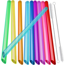 Conjunto de 12 canudos reutilizáveis para chá de bolhas (Boba), 12 mm, livres de BPA, com 2 escovas.