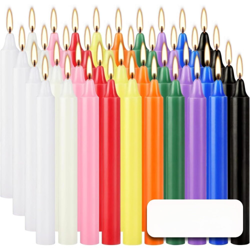 Candele affusolate senza profumo, 11,4 cm x 1,2 cm – 40 pezzi, 10 colori