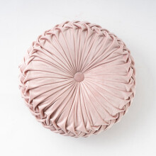 Coussin rond en velours en forme de citrouille – Rose, 40 cm