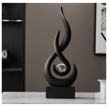 Scultura a forma di fiamma in resina, decorazione Art Déco nera