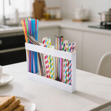 Transparante acryl rietjeshouder – 24 cm 16,5 cm, geschikt voor meer dan 30 rietjes