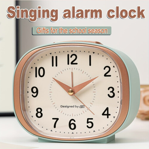 Oval Silent Digital Alarm Clock with Music, Plastic Frame 2