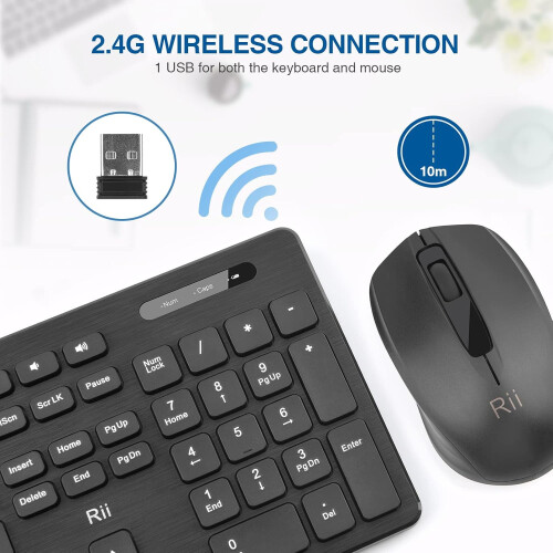 Wireless Keyboard and Mouse Combo - Standard Office PC Optical Mice (Black) 1