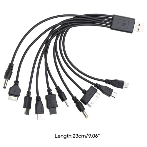 Καλώδια πολλαπλής φόρτισης USB 10in1USB για κινητά τηλέφωνα Καλώδιο φόρτισης USB 20CM/7.87in 1