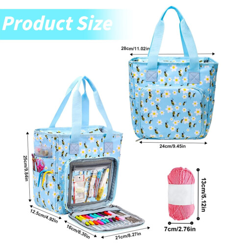Πλεκτή τσάντα Tote – Oxford Cloth, κλείσιμο με 4 φερμουάρ, μεγάλη 1
