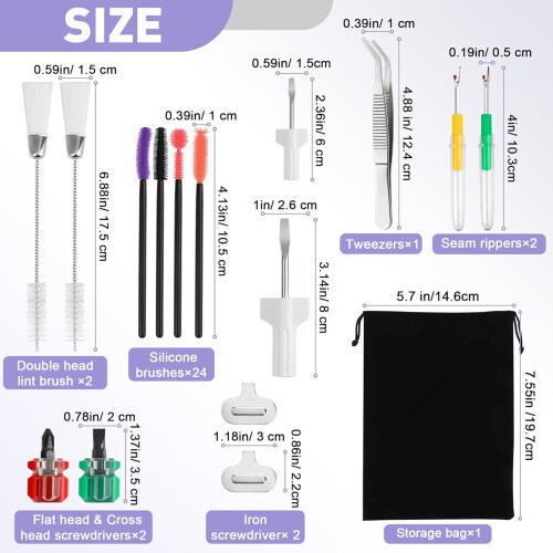 Flexible Sewing Machine Maintenance Set Holding 36 Useful Items 2