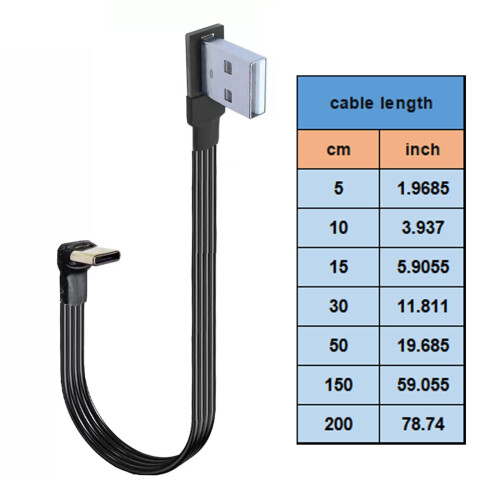 Καλώδιο USB σε USB C Καλώδιο γρήγορης μεταφοράς δεδομένων και φόρτισης USB 90 μοιρών 2
