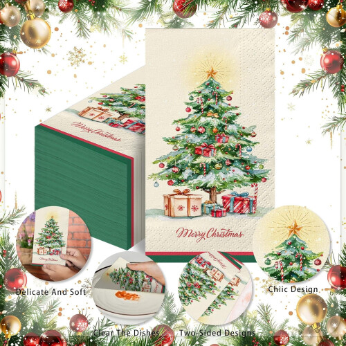 100 τεμάχια Χριστουγεννιάτικες χάρτινες διακοσμητικές χαρτοπετσέτες καλεσμένων 2