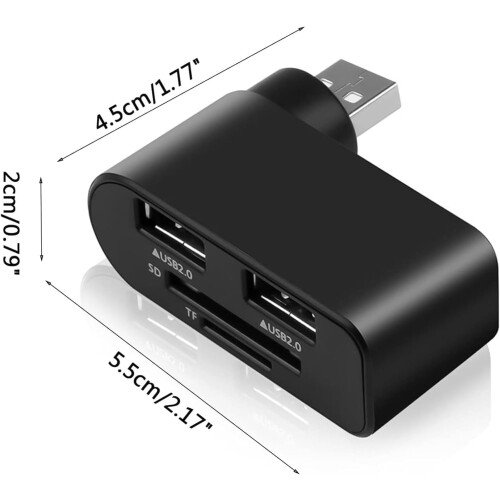 Hub USB giratório 4 em 1 com divisor para laptop, notebook e PC – Compatível com dispositivos USB-A 2