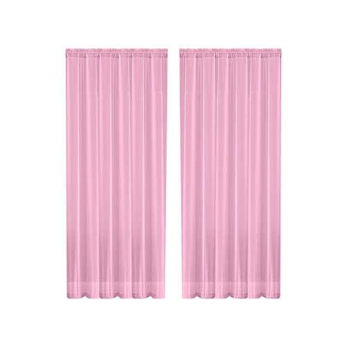 Pink Polyester Semi-Sheer Curtains 83x52 in Rod Pocket 1
