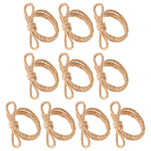 Anneaux de serviette multifonctionnels en corde de lin,
