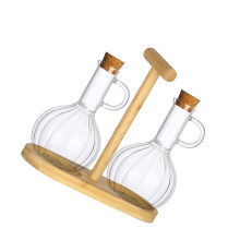 Accuracy Spout Glass Dispenser Featuring Bamboos Frame Storage