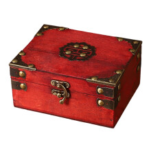 Wood Jewelry Box European Antique Styles With-retro red buckle