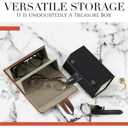 Concerning Multipack Glasses Case, Multiple Glasses Storage Case, Leather Multi-Layer Glasses Box, Foldable Eyeglasses Case 2