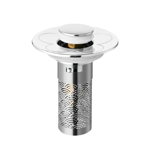 Small Diameter Washbasin Drain Plug 2 Pack, Universal Sink Filter Assembly, Pop-Up Push Button Core, Rust-Resistant, Compatible with Standard 2