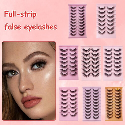 7Pairs Fluffy False Eyelashes Wispy Lashes 3D Volume Strip Lashes R6T2 1