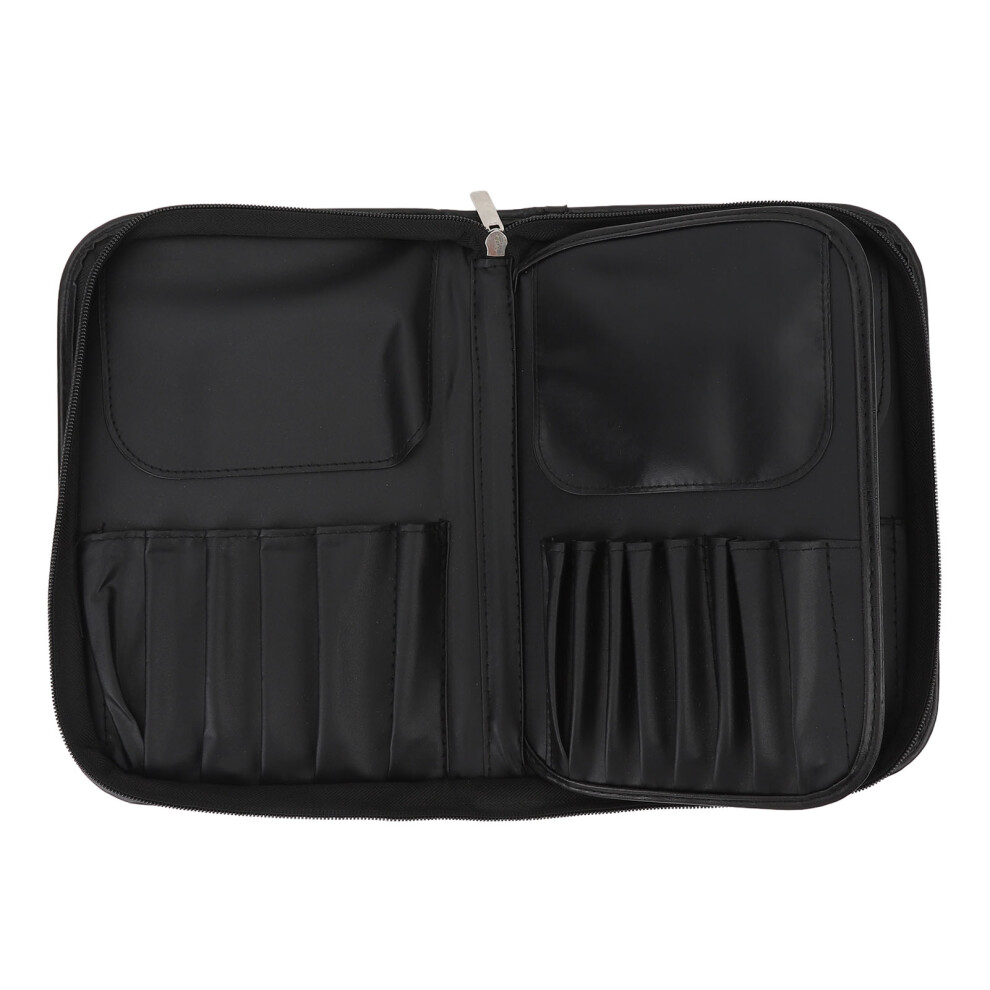 29 Holes Makeup Brush Organizer Bag, Large Capacity, Foldable, Black