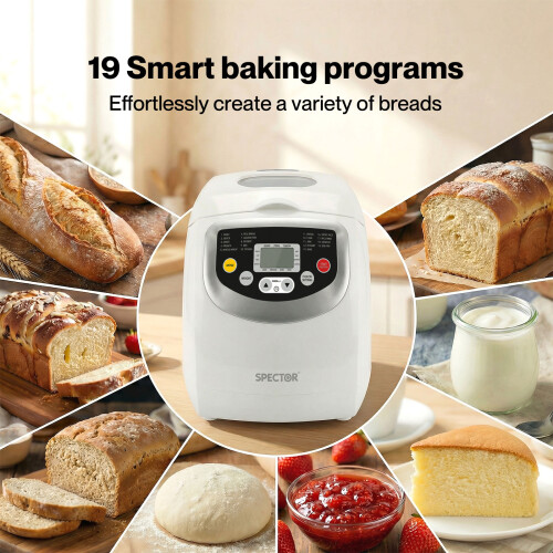 Spector Bread Maker 2lb Loaf Machine with 19 Programmer Timer 3 Crust Non-Stick 1