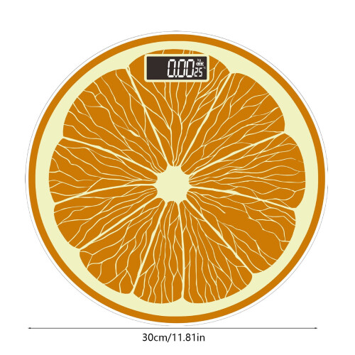 Colorful Fruit-Pattern Glass Bathroom Scale, Smart Weighing with Temp Sensor, USB Charging, 400 lbs, High Precision 2