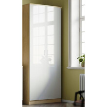 Oak/White High Gloss 2 Door Wardrobe