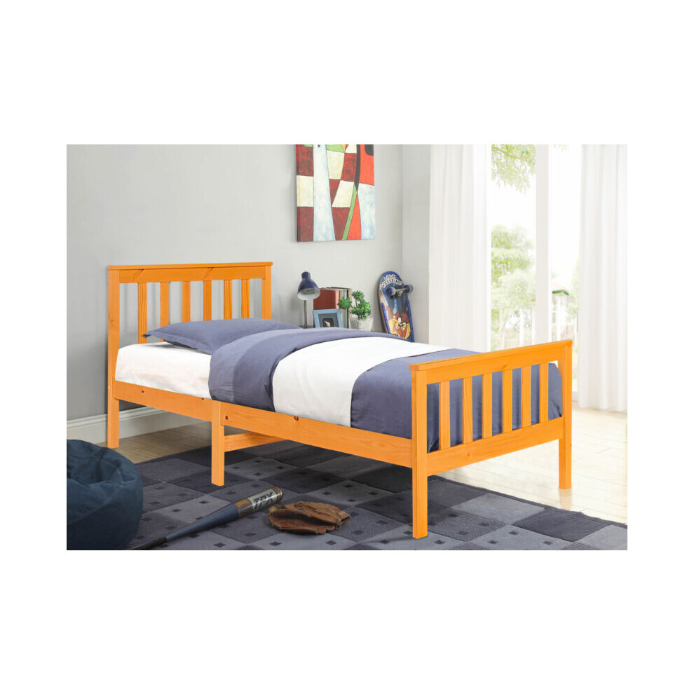 Comfy Living (With Kerri Mattress) 3Ft Wooden Bedframe In Caramel